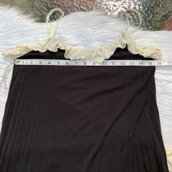 Anthropologie Bordeaux Black & Cream Ruffle Modal Sleep Romper - Picture 9 of 12